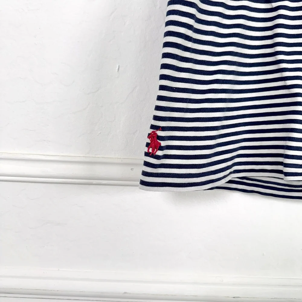 Ralph Lauren Polo Shirt Mens XL Navy‎ White Striped Button Down Pocket Pony Logo